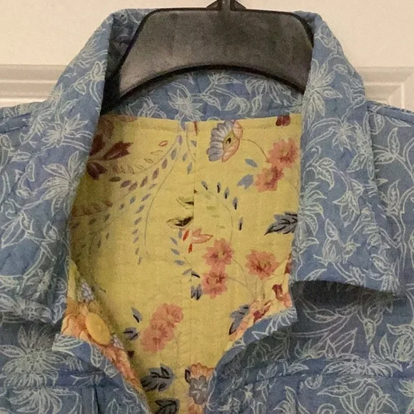Provence Reversible floral yellow/ blue paisley lightweight spring/summer NWT - Picture 4 of 9